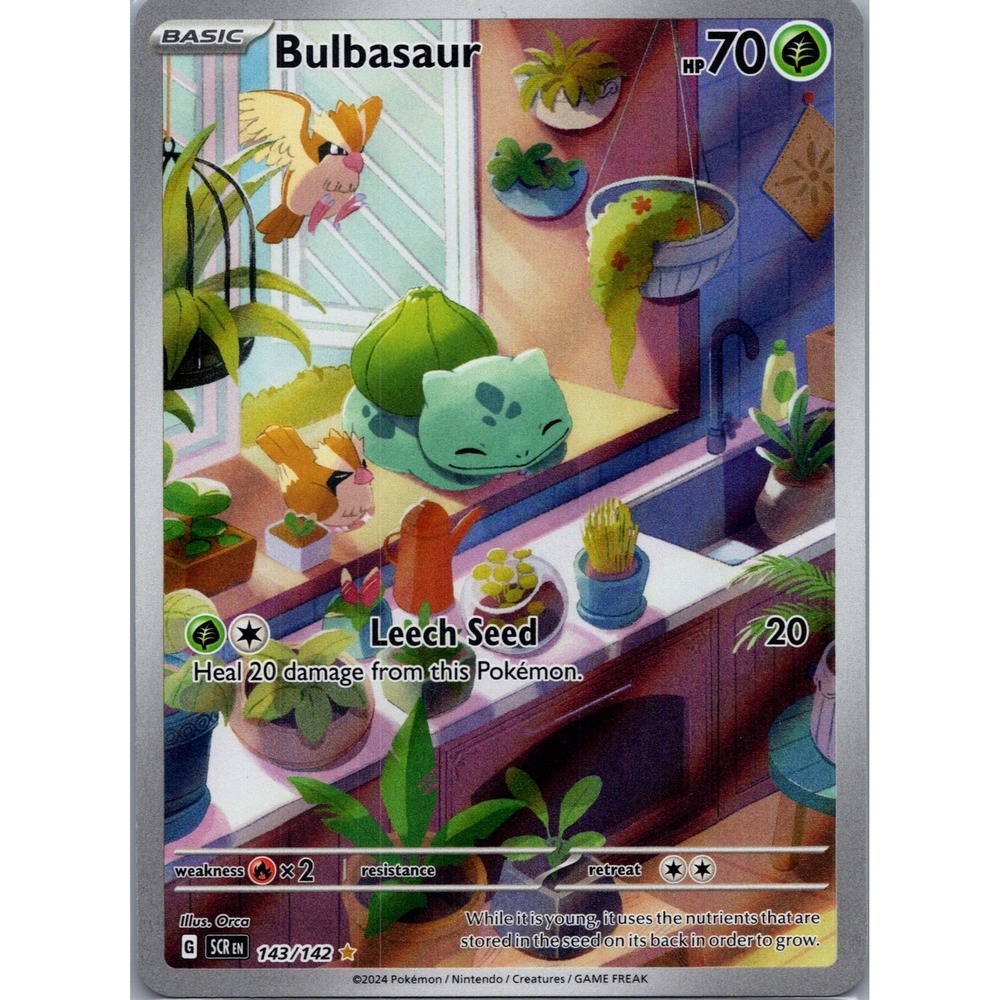 Pokemon Bulbasaur 143/142 Stellar Crown SV07 Holo Illustration Rare TCG 2024